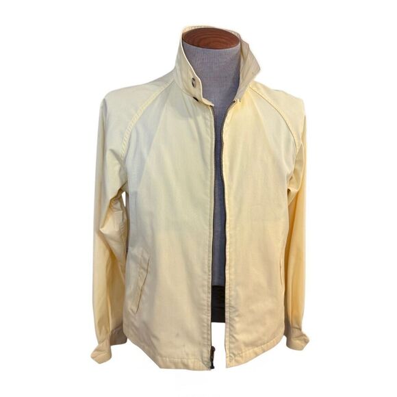 London Fog Men’s Vintage Butter Yellow Windbreaker Sz. 40 Zip Up 2-Button Collar - Picture 9 of 11